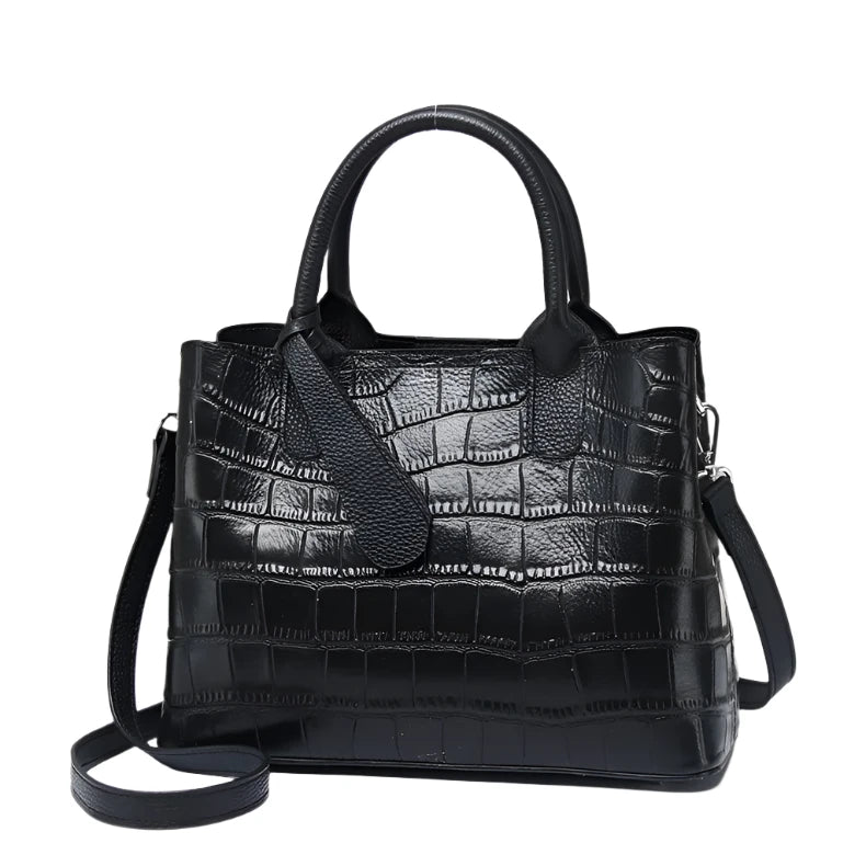 Crocodile cowhide embossing women bags