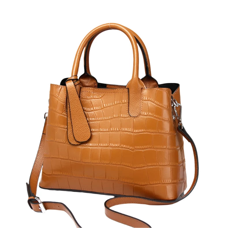 Crocodile cowhide embossing women bags