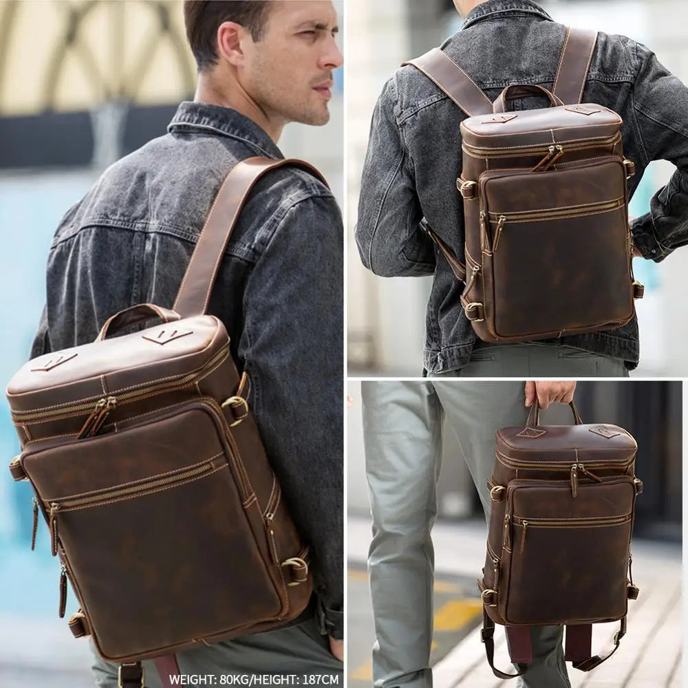 Men's leather backpack