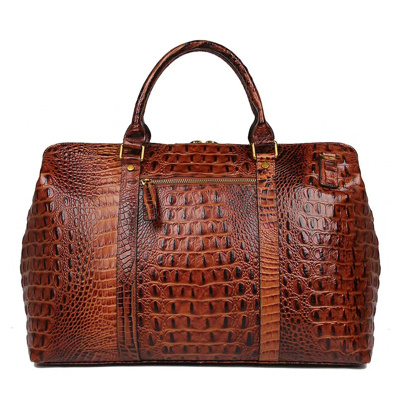 Crocodile Grain Leather Travel Bag