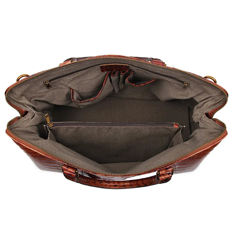 Crocodile Grain Leather Travel Bag