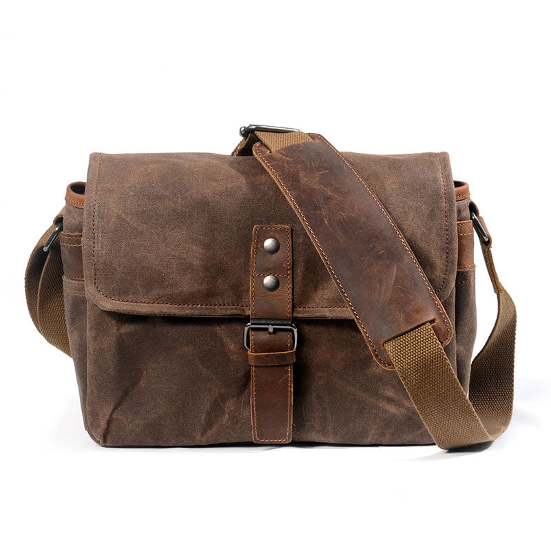 Waxed Canvas DSLR Camera Messenger Bag