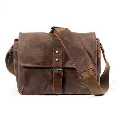 Waxed Canvas DSLR Camera Messenger Bag