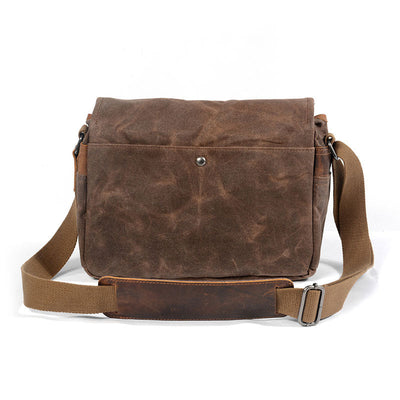 Waxed Canvas DSLR Camera Messenger Bag