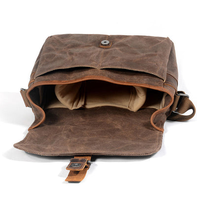 Waxed Canvas DSLR Camera Messenger Bag