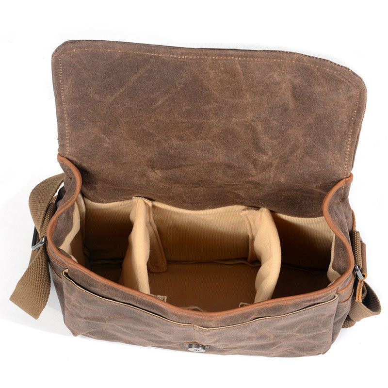 Waxed Canvas DSLR Camera Messenger Bag