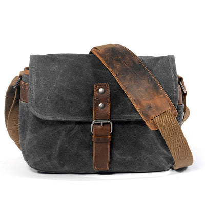 Waxed Canvas DSLR Camera Messenger Bag