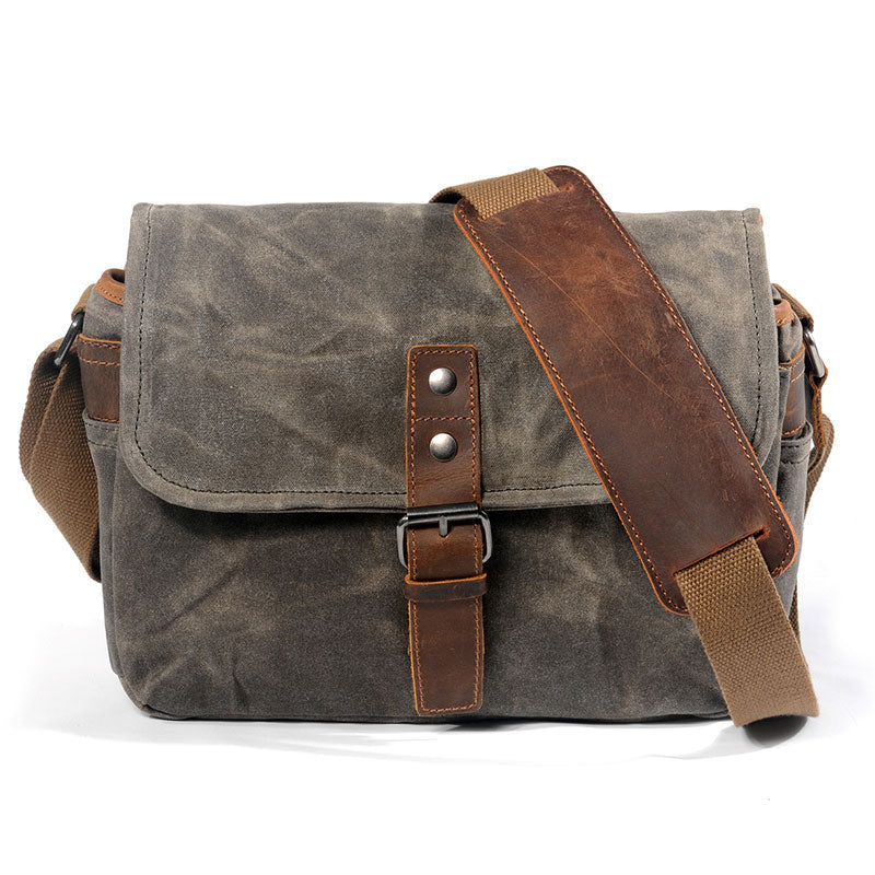 Waxed Canvas DSLR Camera Messenger Bag