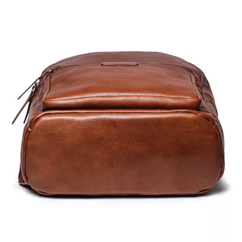 Men's Leather Backpack with 15.6 Inches Laptop Compartment