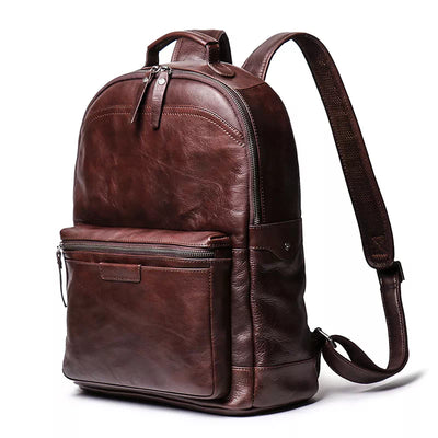 Men's Leather Backpack with 15.6 Inches Laptop Compartment