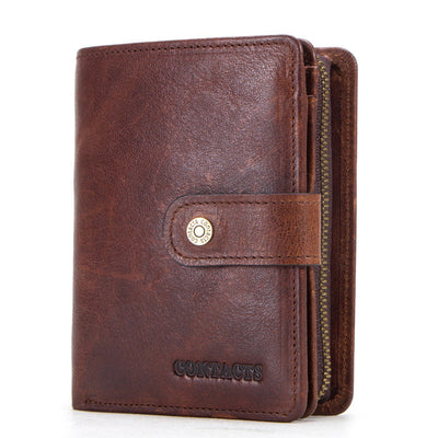 Men's Small Leather Trifold Wallet RFID Blocking