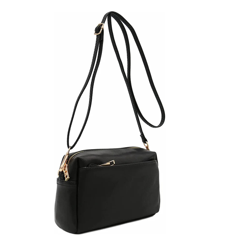 Triple Zip Small Crossbody Bag